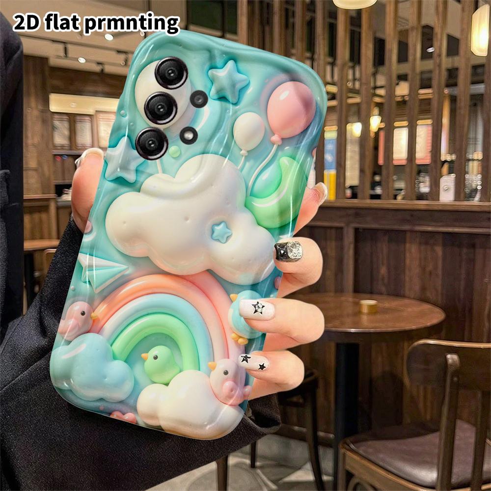 Phone case: 2D flat, suitable for Samsung Galaxy A34 A35 M05 M06 S20 S22 S21 FE Plus 5G protective case, clouds and rainbow, perfect holiday gift for 