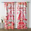2pcs Valentine's Day Gnome & Rose Printed Curtains, Perfect for Romantic Window Decor, Charming Home Bedroom Living Room Decor