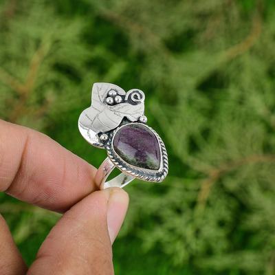 Ruby Zoisite Stone 925 Silver Daughter Statement Trendy Ring Jewelry Size 8.25