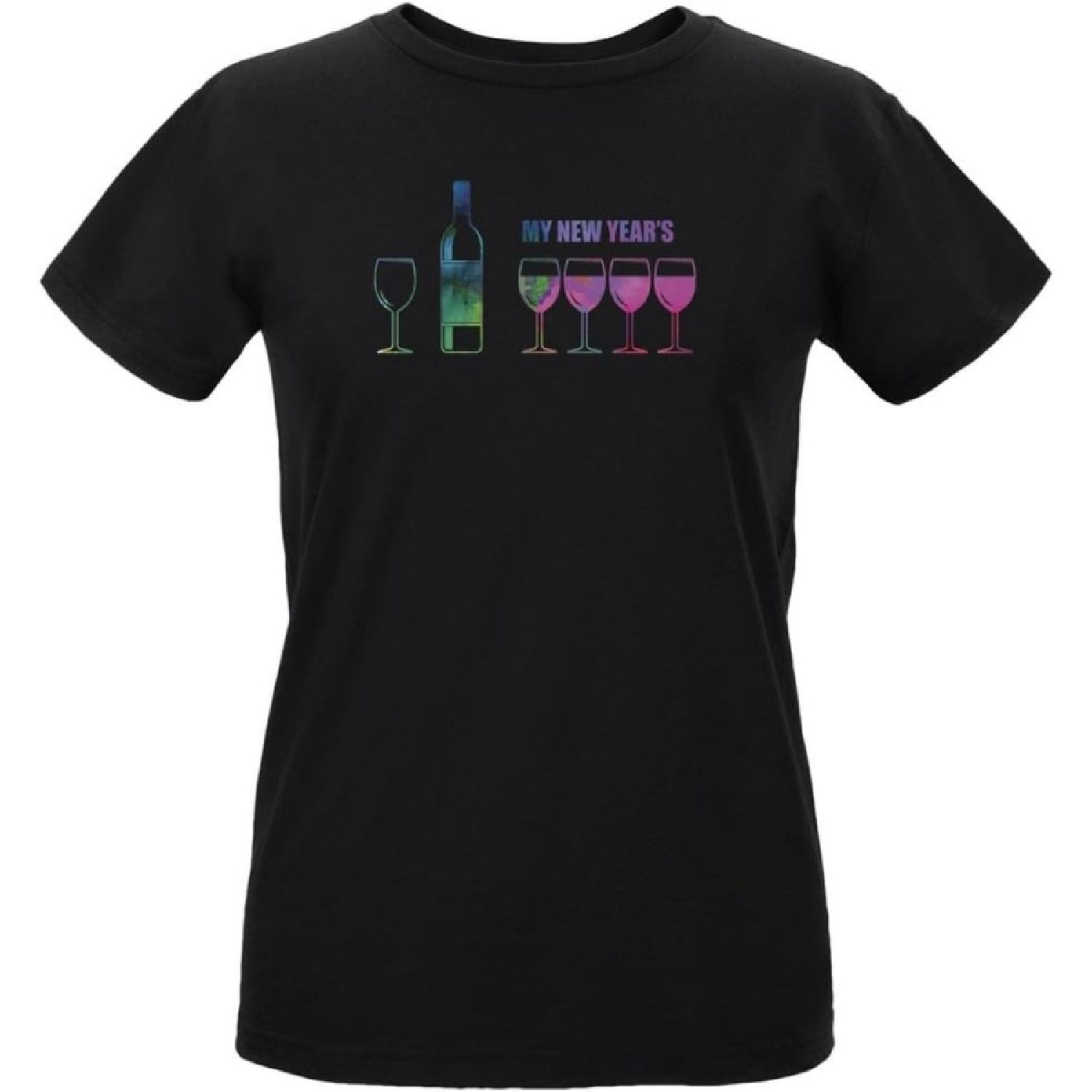 MY NEW YEARS WINE Black Womens Organic T-Shirt S