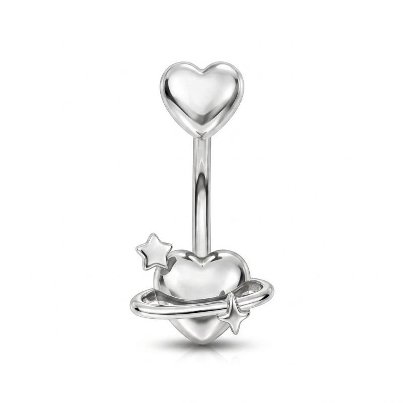 Curved Navel Rings Crystals Sexy Body Belly Button Ring Chains Flower Heart Belly Piercing Umbigo Stainless Steel Jewelry