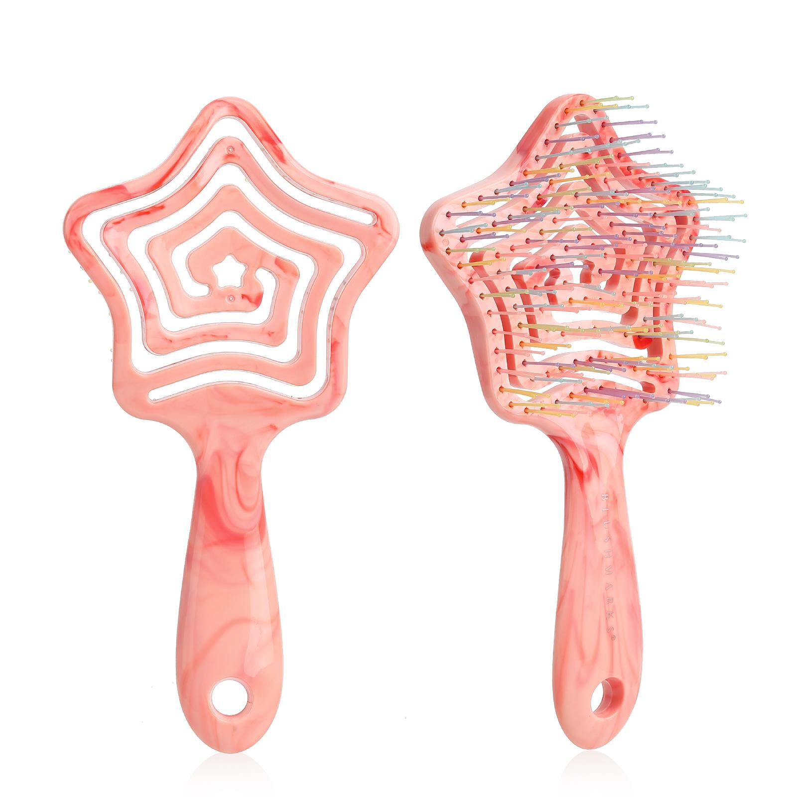 Customized Logo Nylon Detangling Hair Brush Scalp Massage Straight Hair Comb Anti Static Detangling Wet Hair Brush розовый