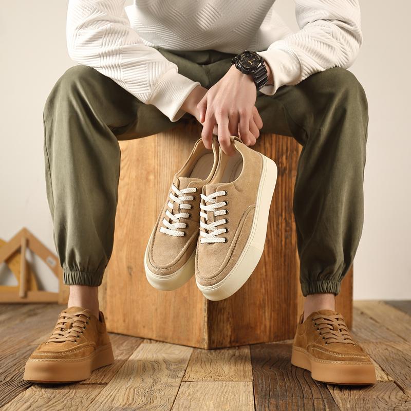 Fashion New Business Flats Stylish Male Skate Footwear Outdoor Men Shoe Leather Fashion Men's Walking Shoes Lace-Up Men Casual Shoes