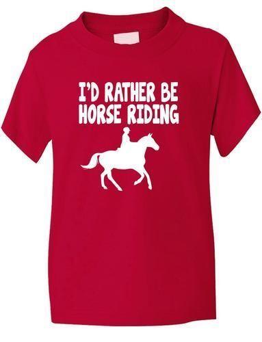 Lustiges T-Shirt I'd Rather Be Reiten Pony Jungen Mädchen Kinder Geschenk Alter 1-13Wird in neuem Fenster oder Tab geöffnet