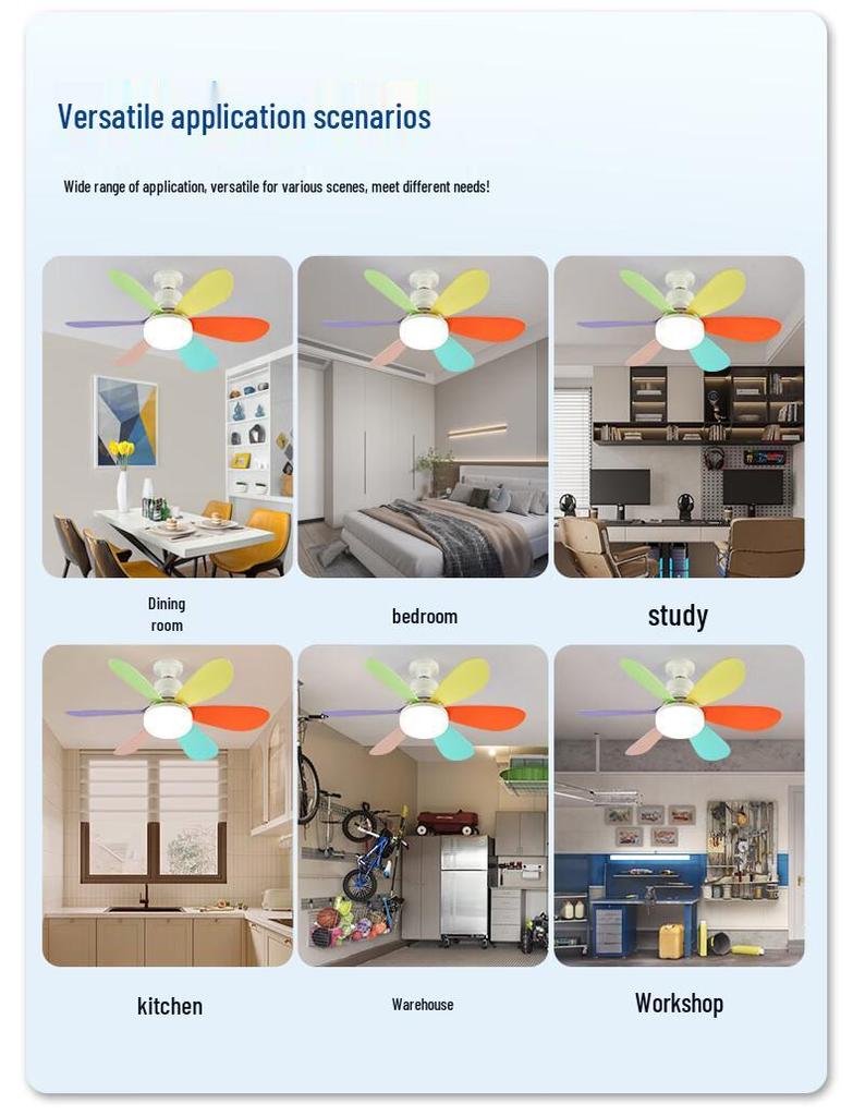 E27 Six-Blade Ceiling Fan Light for Bedroom, Living Room, & Dining Room