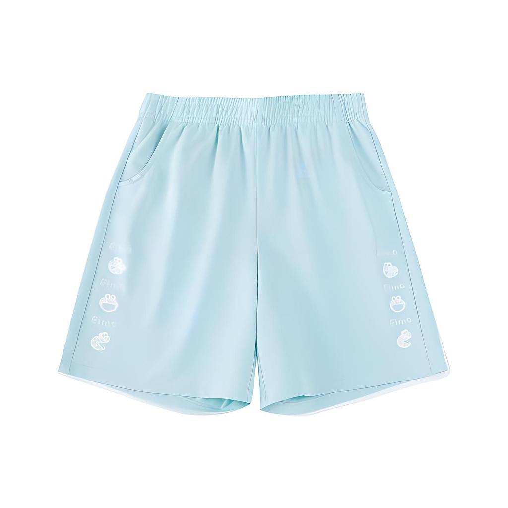 Anta X Sesame Street Collaboration Life Series Cartoon Letter Print Elastic Waist Straight Leg Shorts Women Shorts 162328313-4