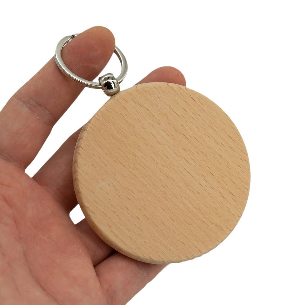 Customizable Beech Wood Keychain with Engraved Logo - Tourist Souvenir
