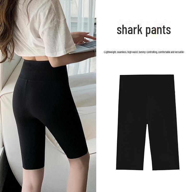 

Женские тонкие шорты для йоги и велоспорта из кожи акулы с высокой талией: Летняя верхняя одежда, поддержка бедер и живота, длина до пяти точек. 2XL