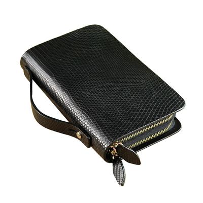EVERSOUL Lizard Leather Clutch Bag with Large Capacity, Smartphone and Card Slots, Unisex, Black