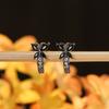 Vintage Black Zircon Cute Small Butterfly Hoop Earrings For Women Black Metal Color Ear Buckle Wedding Jewelry Versatile Gifts