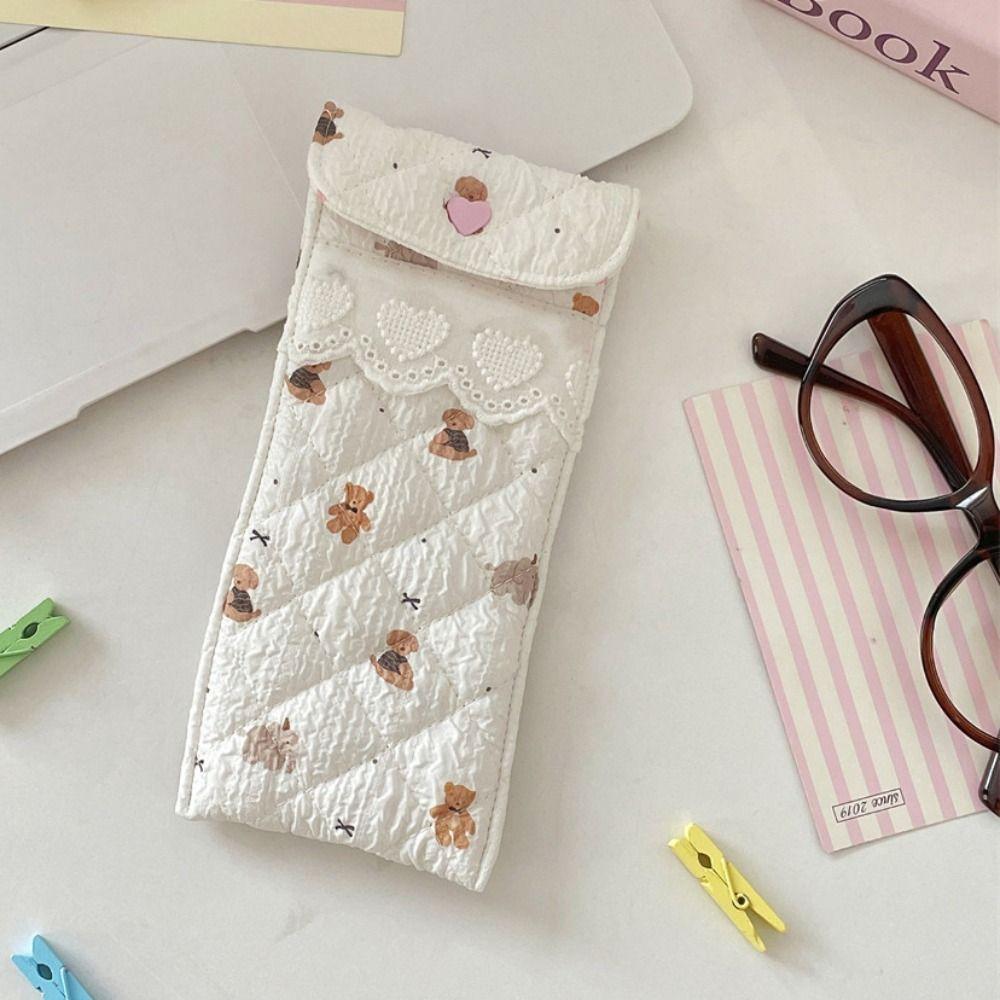 Sweet Cute Pencil Case Korean Style Lovely Eyeglasses Case Lightweight Lipstick Bag Girls