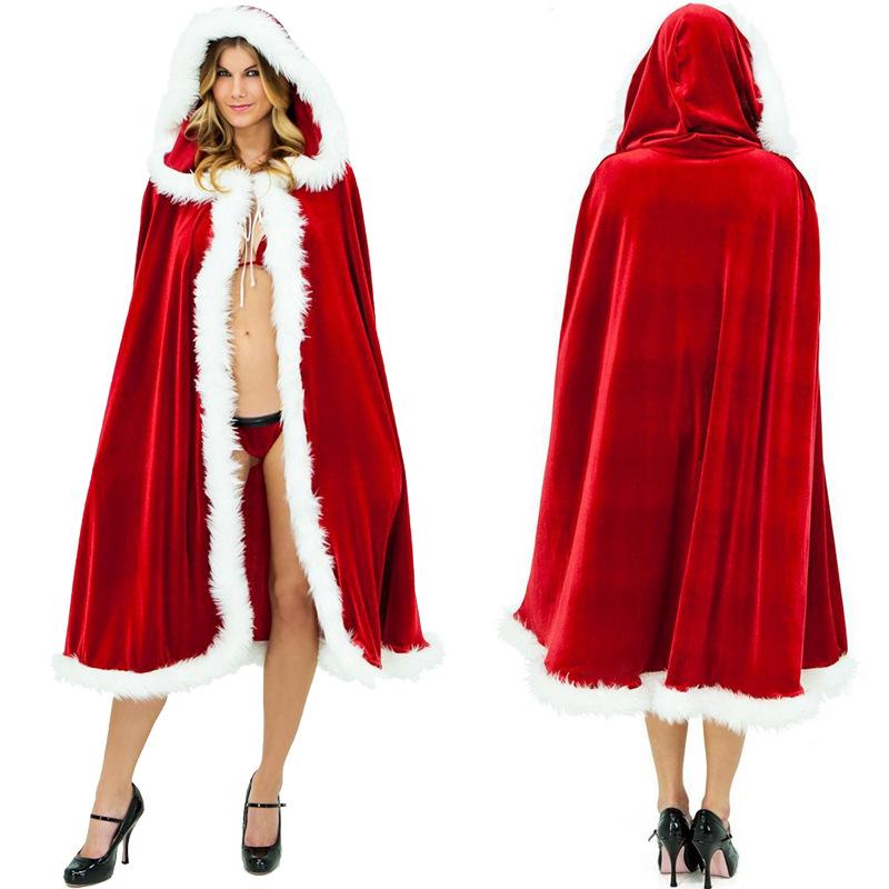 Hooded Santa Claus Cape Costume for Adults & Children - Christmas Cosplay Party Wear