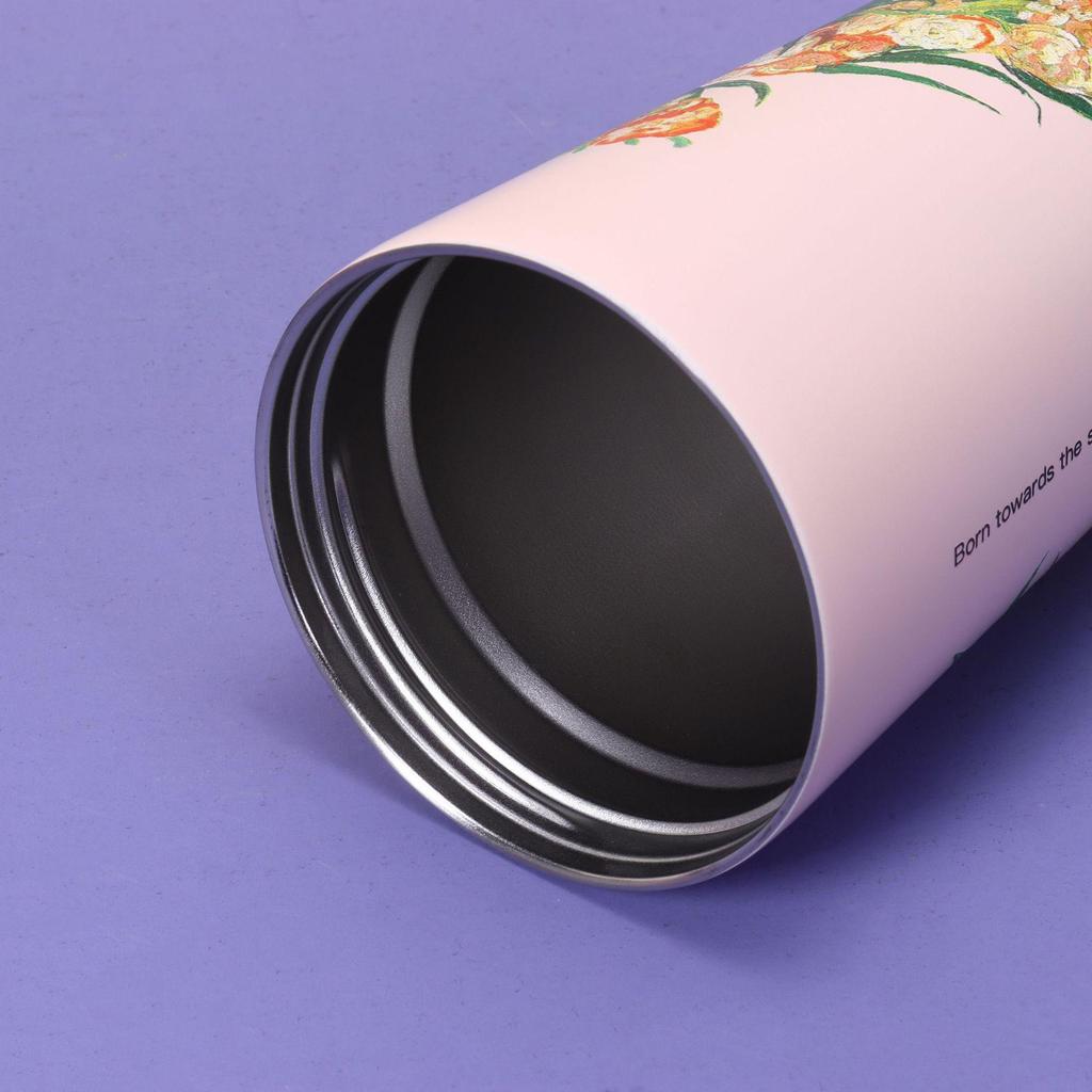 Maiglöckchen Edelstahl Isolierkaffeetasse - Großes Fassungsvermögen, Tragbar, mit Strohhalm für Draußen