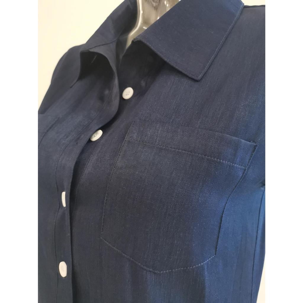 2026 New Women's Denim Shirt Dress - Long Casual Maxi Dress with Shirt Collar, Side Slit, Pockets, and Flared Hem, Plus Size Comfortable Summer Dress