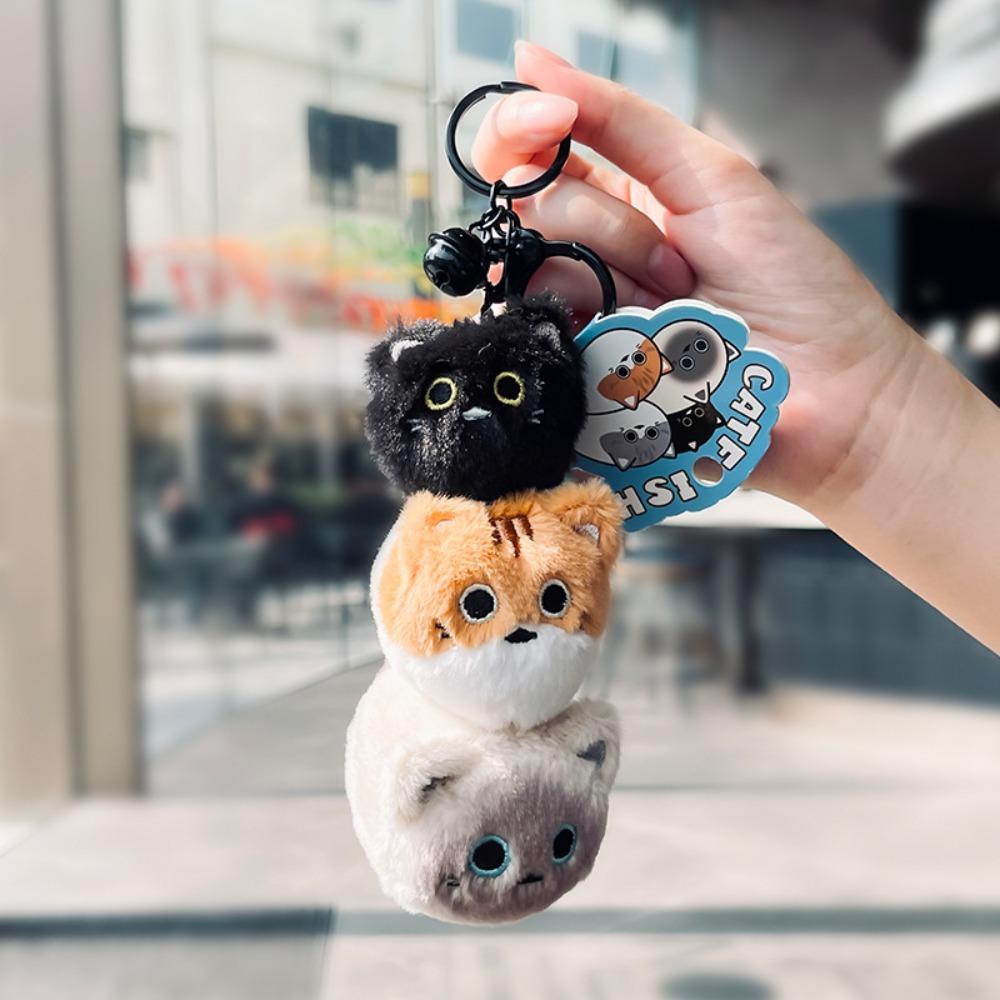 Lifelike Animal Cat Keychain Fluffy Simulation Cat Plush  Key Ring  Kids Gifts