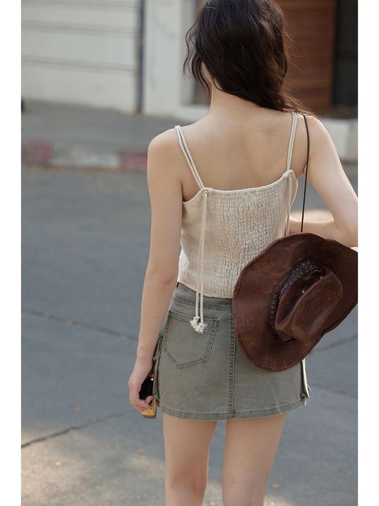 French-Style Women's Summer Camisole: Unique Sleeveless Top with Thai-Inspired Design
