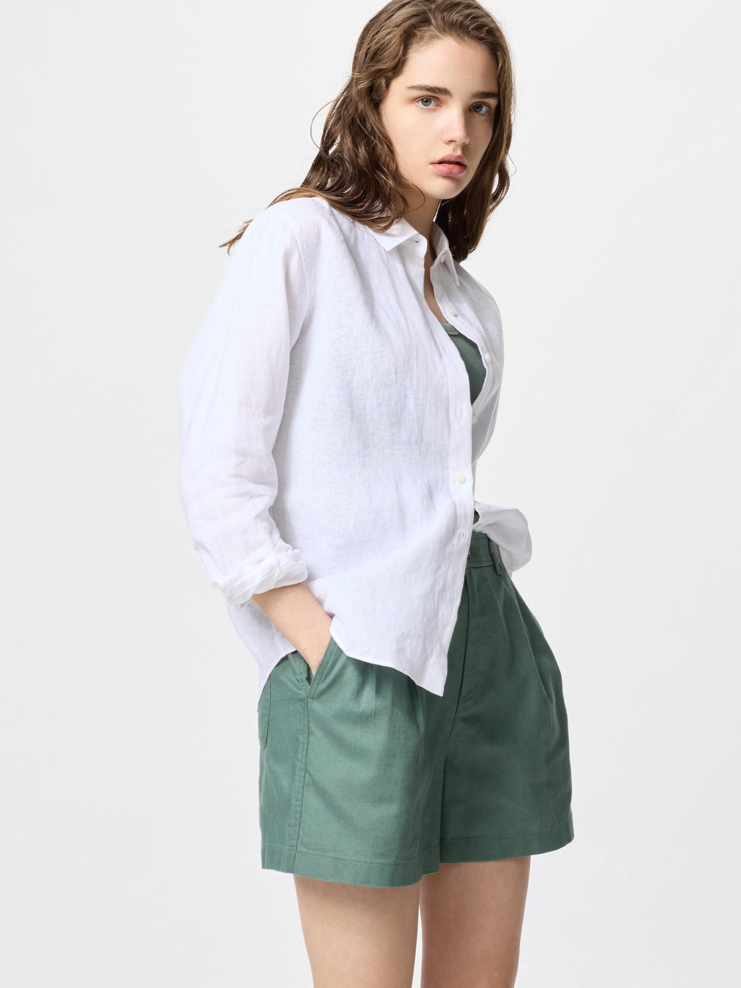 

Uniqlo Льняные хлопковые шорты 54 GREEN/WOMEN XS