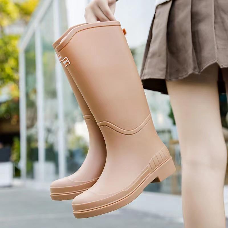 

Fashion new high tube rain shoes female adult velvet warm non-slip water shoes high top boots cold rain shoes 41