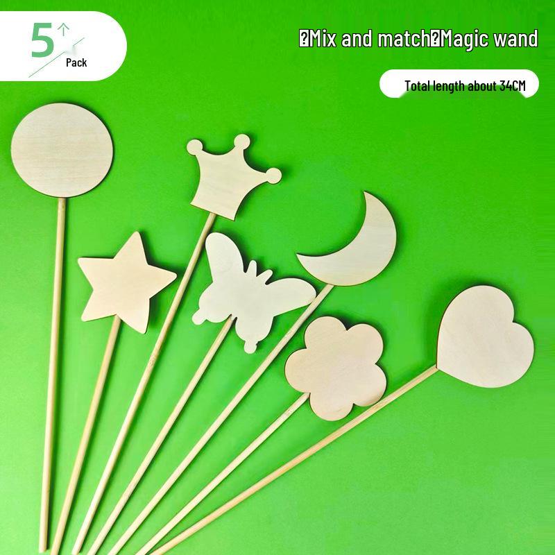 Handcrafted Wooden Fairy Wand: Stars, Moon, and Snowflake Design