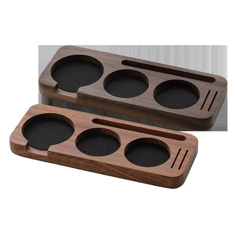 51/58mm Coffee Tamper Mat Station Stand Portafilter Holder Walnut Wood Coffee brush Filter Storage base Espresso Accessories
