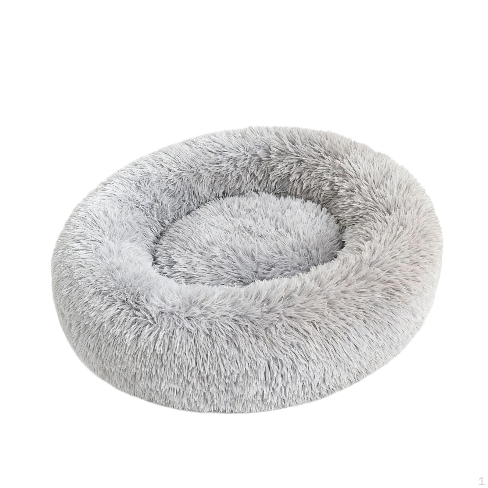 

Donut Pet Bed Dog Self Warming Warm Comfortable Indoor Soft Diameter 40cm Doughnut Cushion серый