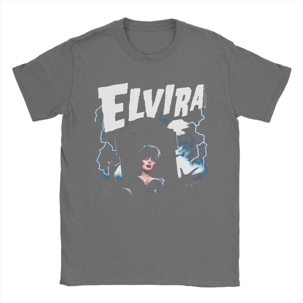 Elvira Herrin der Dunkelheit Grab und Blitz Unisex T-Shirt Vintage Tees Kurzarm Rundhals T-Shirts Baumwolle Große Größen Kleidung