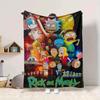 1Pc Rick Morty Adventure Flannel Blanket, Soft And Comfortable, Casual Warm, Camping Travel, Christmas, Halloween Xmas Gift L111