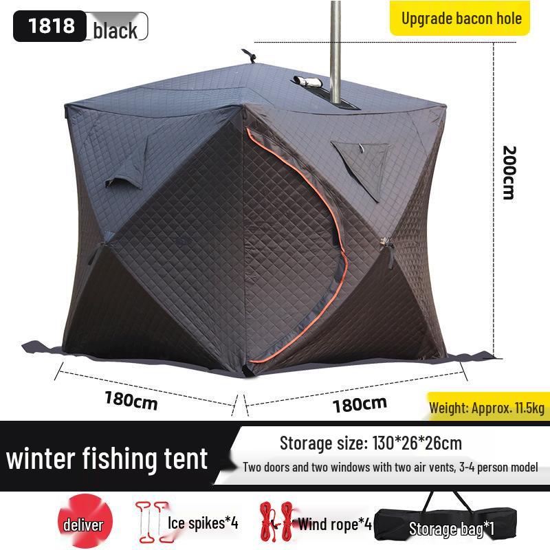 Large Pentagonal Ice Fishing Tent with TPU Window for Winter Camping - Thickened for Warmth and Cold Protection