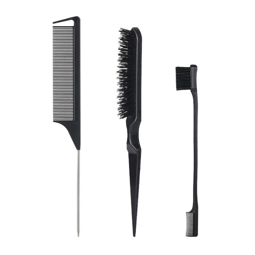 

Набор расчесок для укладки волос 3 шт./1 комплект Расческа для начеса волос Расческа с хвостиком Щетка для проработки контура для проработки контура, начеса, расчесывания, приглаживания волос чёрный