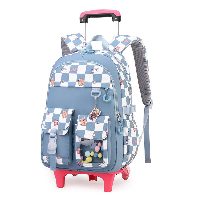 Zaino Scolastico per Bambini Zaino Cartone Animato per Studenti con Ruote Borsa Porta Libri Carina Zaino Scolastico su Ruote per Bambine Bambini Zaini con Ruote