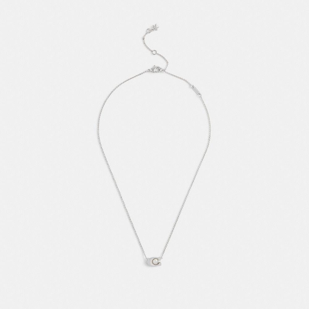 Coach Signature Pearl Pendant Necklace Cds67 Silver