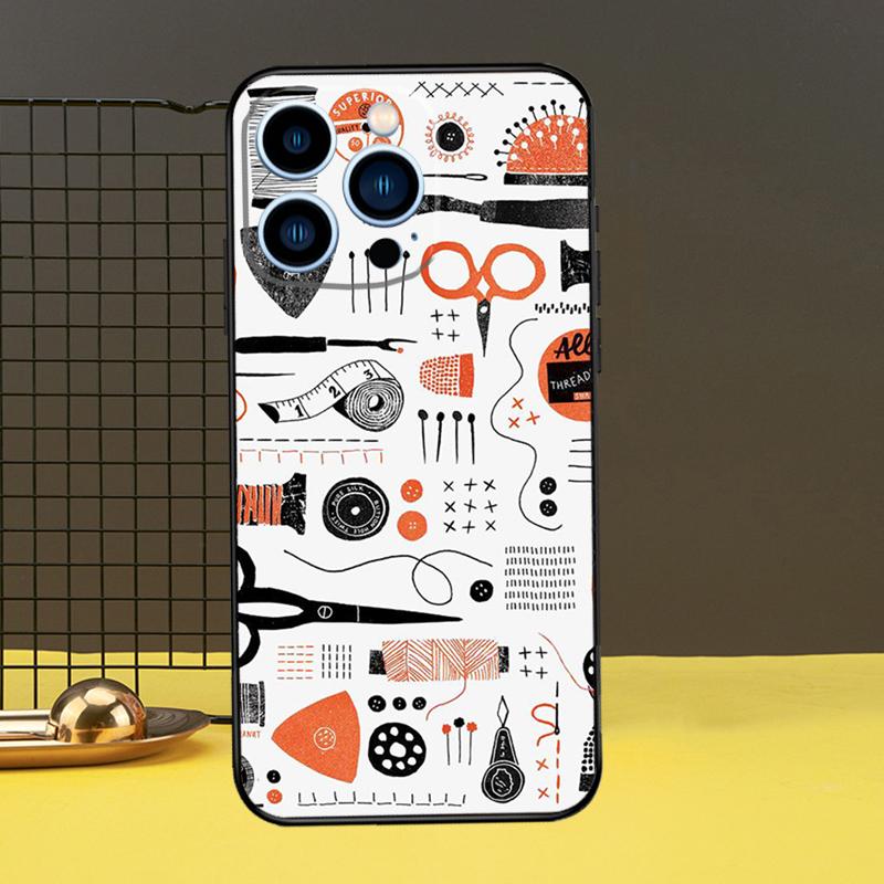 Sewing Scissors Phone Cover For iPhone 12 13 Mini 11 14 Pro Max X XS XR Max 7 8 Plus SE Soft Case Fundas