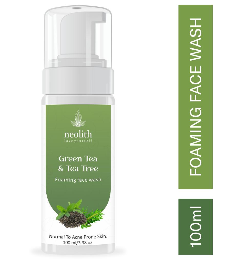 Neolith Schäumende Gesichtsreinigung mit grünem Tee und Teebaumöl || Akne-Kontrolle, Hautverjüngung, Ölkontrolle || 100 ml