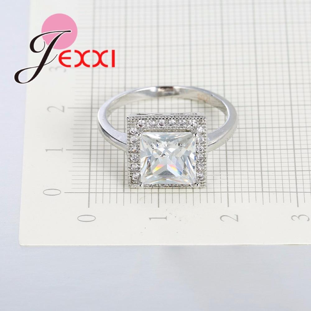 Square Shaped Big CZ Jewelry 925 Sterling Silver Color Color Ring Size 6 7 8 for Fashion Women Popular Engagement Ring Wholesale