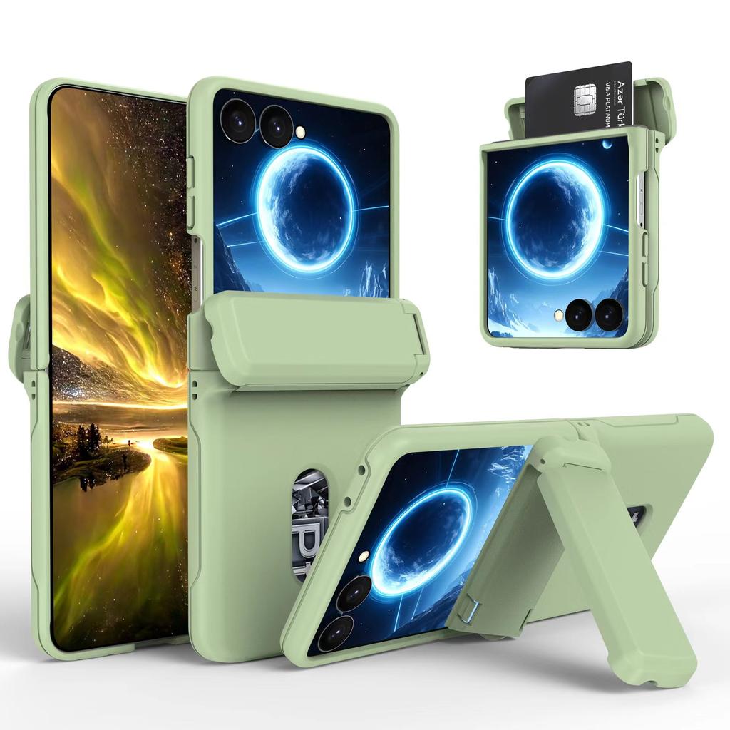 Applicable To Samsung Z Flip8 Folding Mobile Phone Case, Card Holder, Skin Matte All-inclusive Hinge 5/6/7 Anti-drop Hard