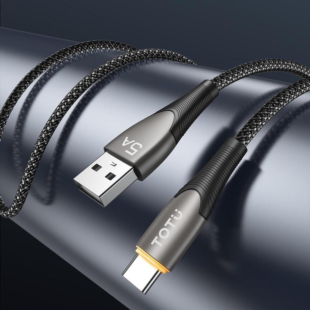 TOTU CB-17-T 120cm USB-A to Type-C Data Cable 25W Smart Auto Disconnect Braided Fast Charging Cord