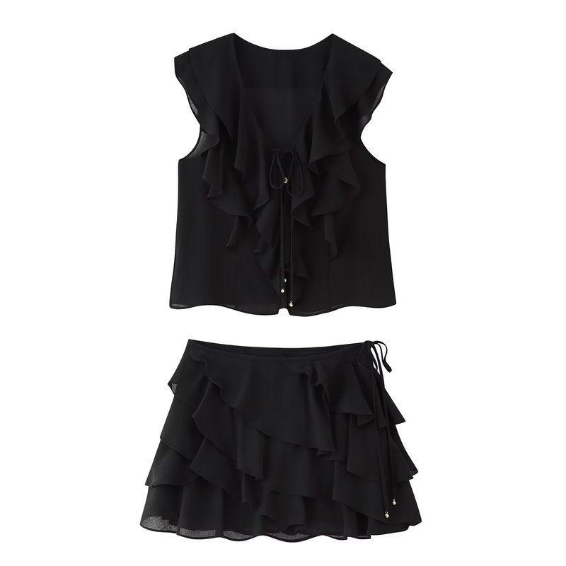 Kaslead New Women clothes Western Style Fashion Laminated Decorative Shirts Skirt 8372079 8372080