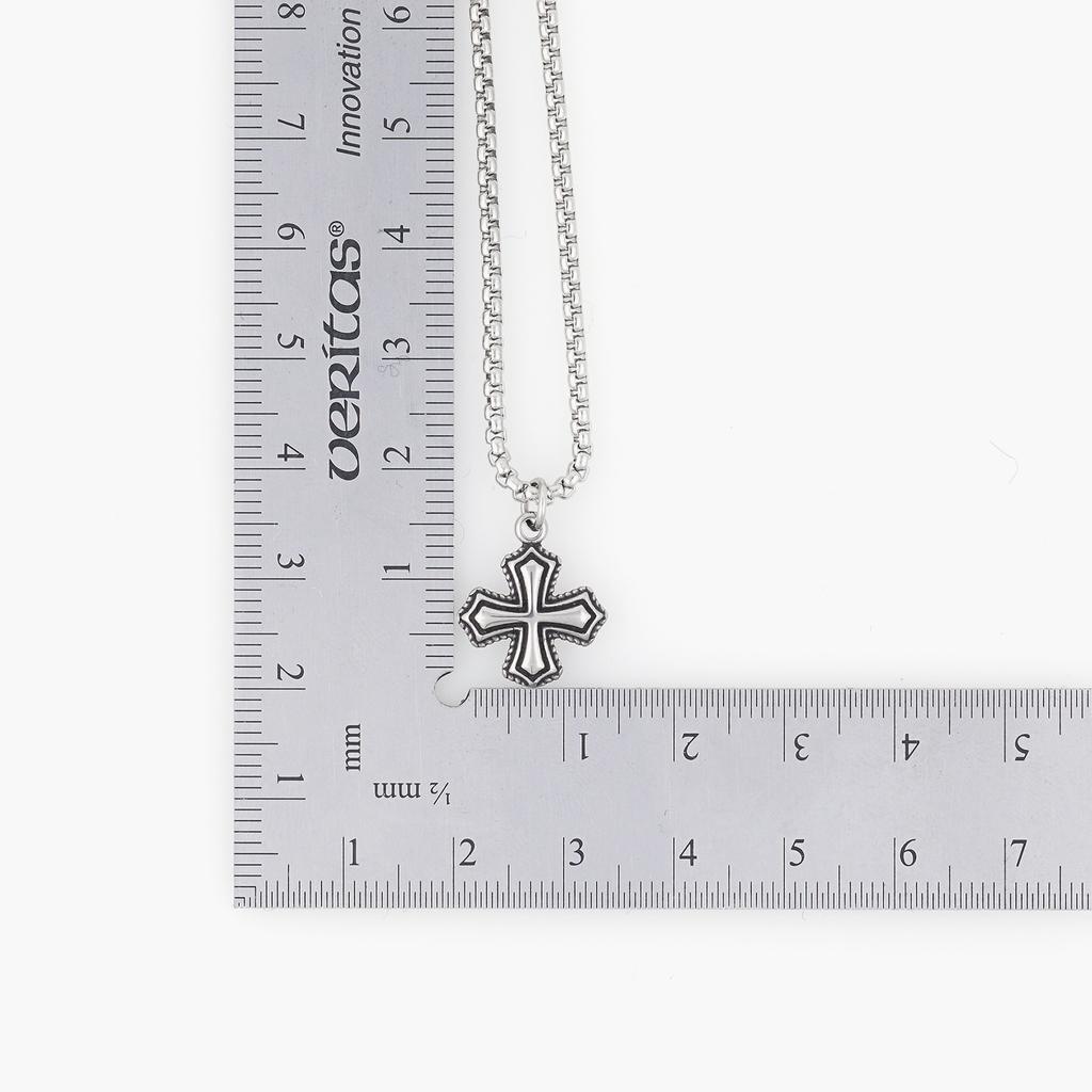 Jbans Classic Antique Regular Cross Pendant Surgical Steel Chain Necklace (C2401-An780_Sv)