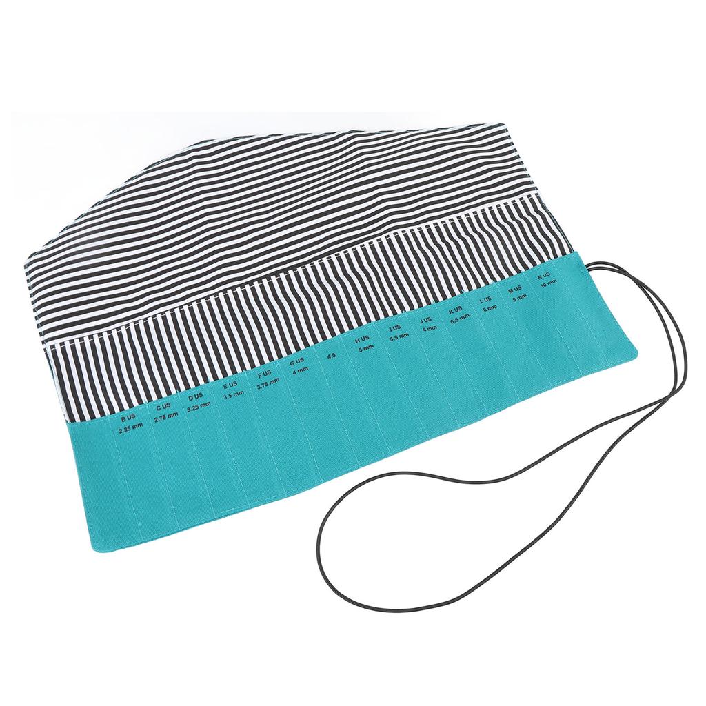 Crochet Hook Storage Bag Portable Oxford Cloth Knitting Needle Organizer with Size Markings Green