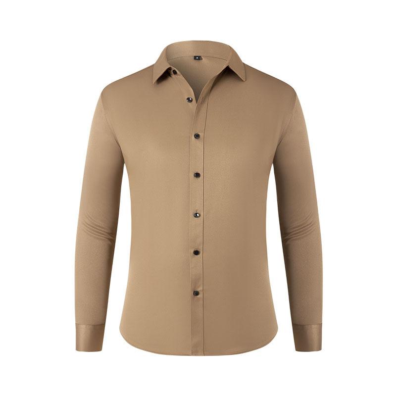 

Весняно-літня тонка чоловіча сорочка з довгими рукавами, однотонна проста міська сорочка, вільна повсякденна спортивна сорочка великого розміру, нова еластична сорочка XS хакі