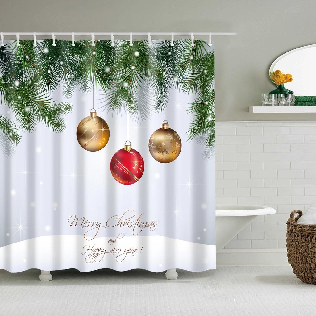 Waterproof Merry Christmas Bathroom Shower Curtains Snowman Santa Bell Elk Pattern Bath Curtain for Bathroom Home Decor