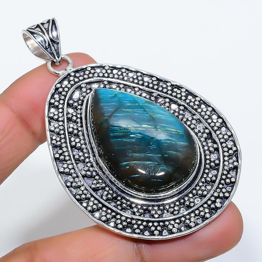 

Labradorite Gemstone Handmade 925 Sterling Silver Jewelry Pendant 2.76 SU-9907
