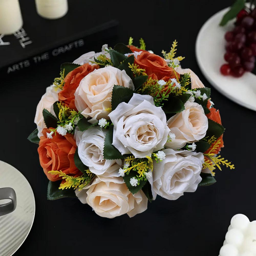 15 Heads Real Happy Flower Mini Photography Photo Gift Valentine's Day Flowers 10 Colors Rose Flowers Decorative Home Decorative