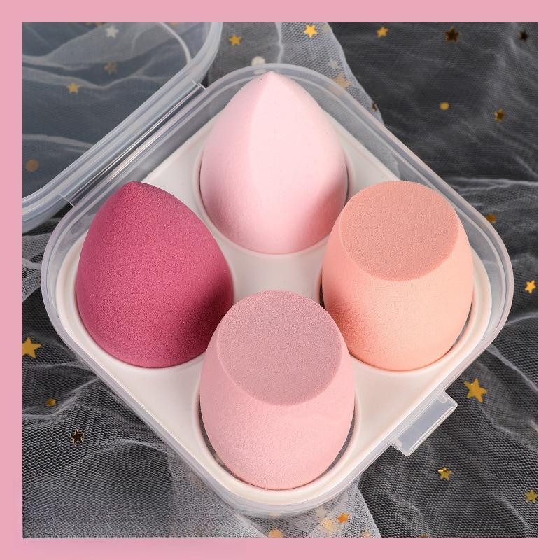 4PCS Ombre Makeup Sponge Set - Vegan Dual Use for Liquid/Powder | Latex-Free Travel Essentials All Skin Types
