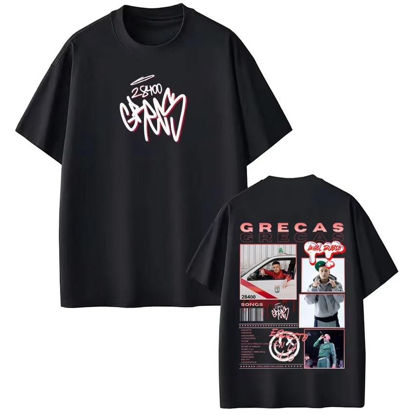 Rapper Grecas Tour 2026 Album Print Tshirts Men Women Fashion Hip Hop Tshirt Casual Short Sleeve Cotton Tee Shirt Streetwear