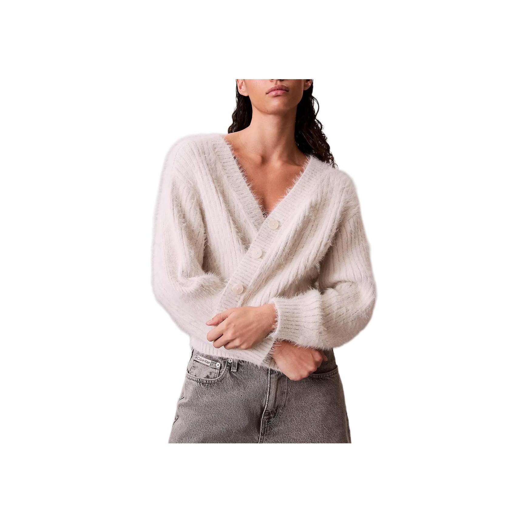 Calvin Klein Повседневный Мягкий Короткий Свободный Трикотажный Свитер с V-образным вырезом и Длинным Рукавом Женские топы 47D388G-67U M 20700₽