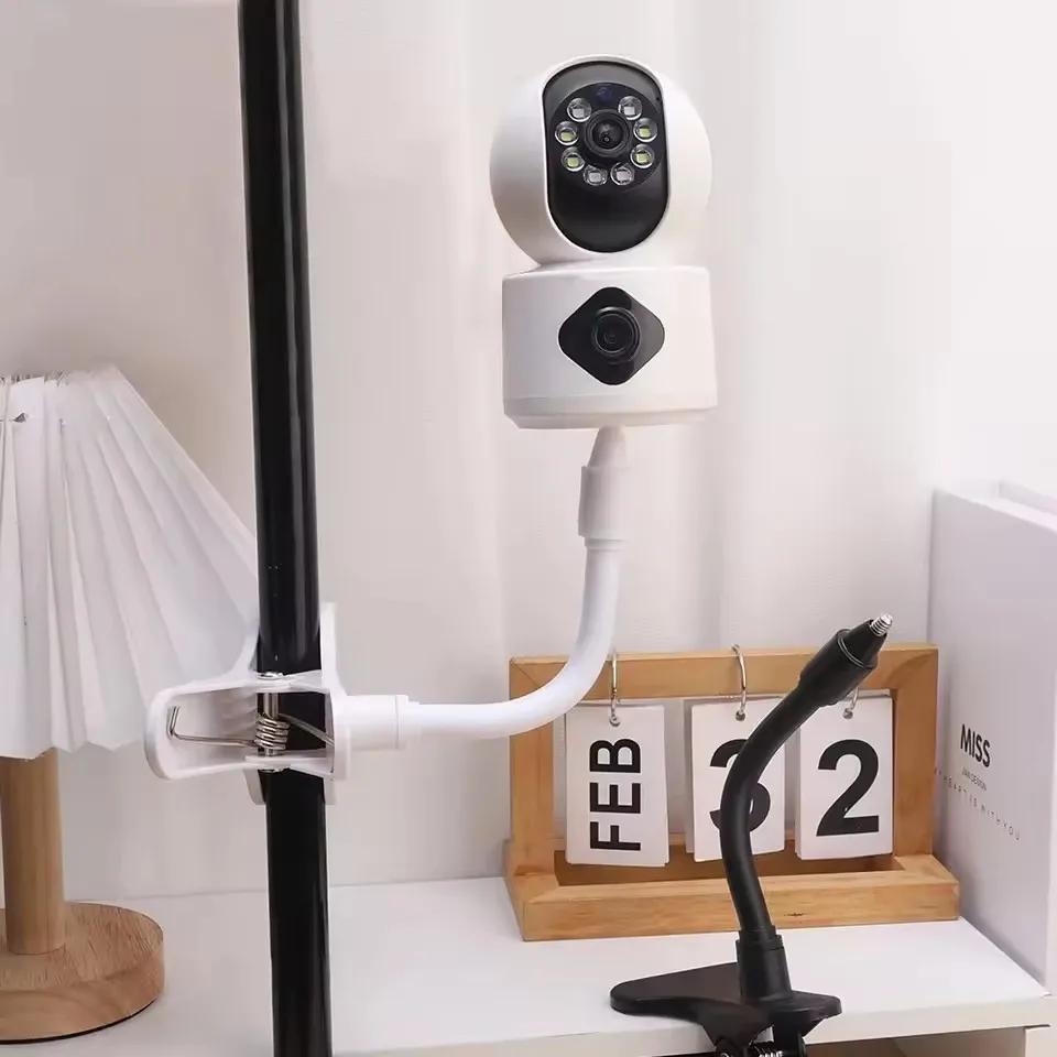 Protable Flexible Camera Clamp Mount Baby Monitor Camera Holder Stand Webcam Monitor Punch-free Bendable Bracket Base With Clip