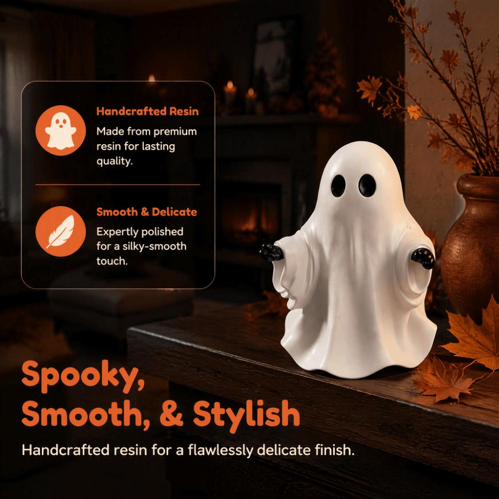 Party Props Resin Ghost Figurine White Color Matte Finish Ghost Decor Welcome Miniature Size Cute Ghost Figurine Holiday Party