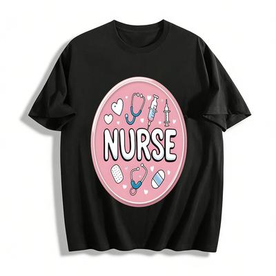 Cute Medical Element Nurse Themed Casual Printed Top Pure Cotton T-shirt
