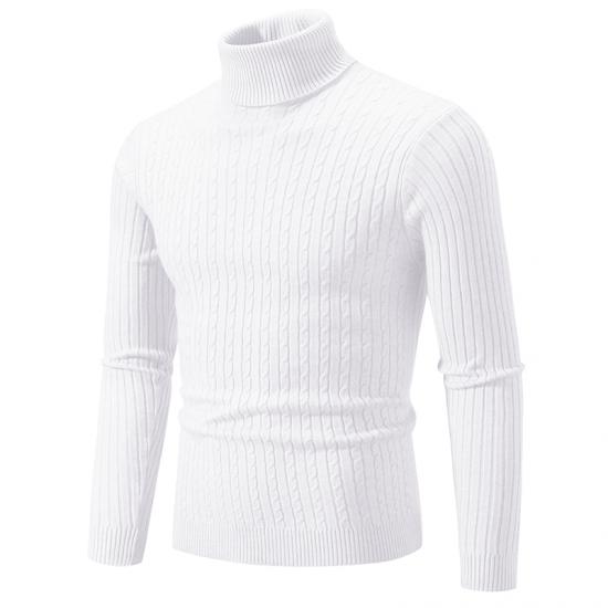 New Men's High Neck Sweater Solid Color Pullover Knitted Warm Casual Turtleneck Sweatwear Mens Winter Outdoors Tops